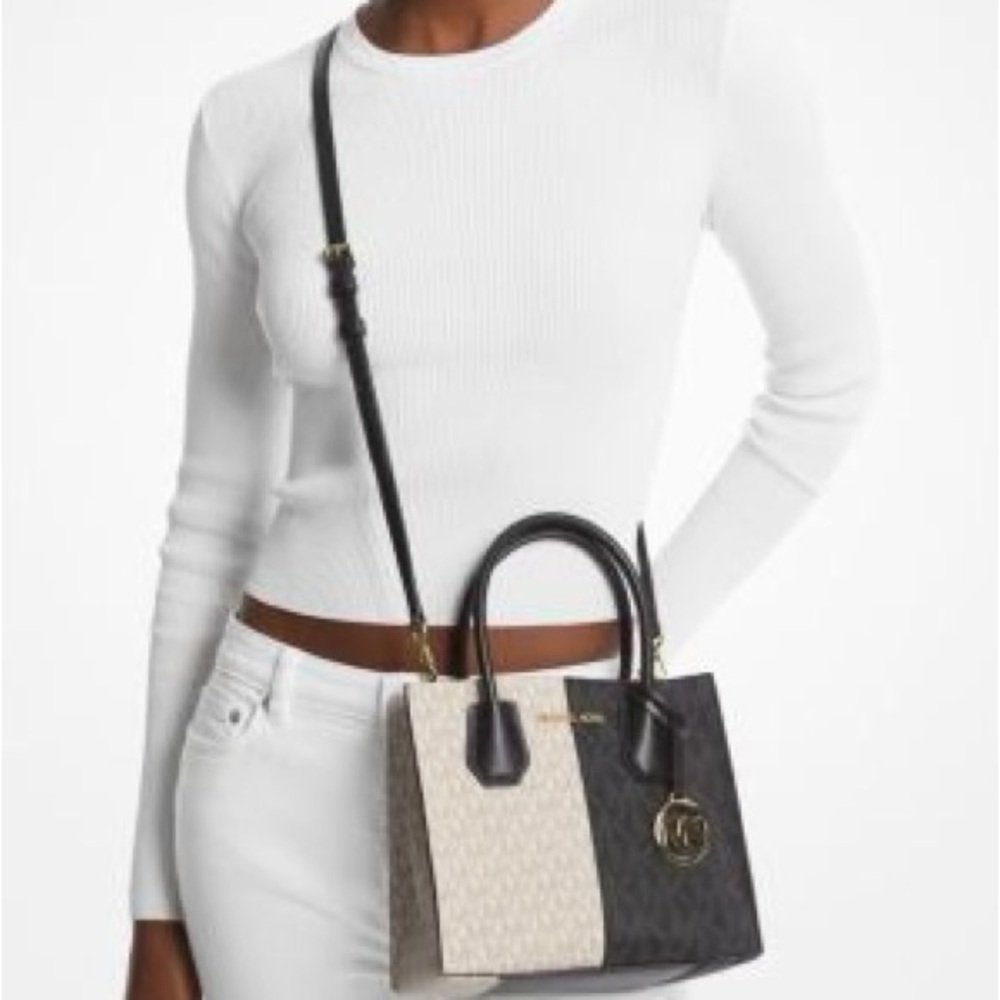 Michael Kors Mercer Medium Two-Tone Logo Crossbody Bag